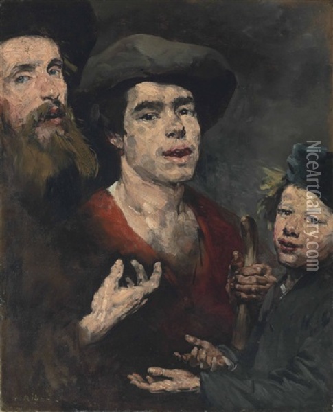Street Singers: The Three Stages Of Life Oil Painting - Theodule Ribot