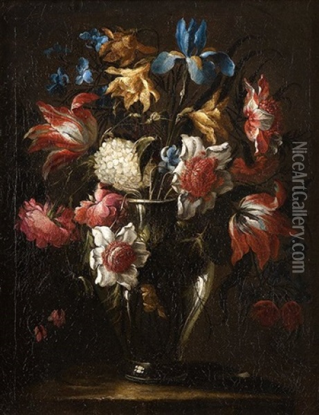 Bucaro De Cristal Con Flores Oil Painting - Juan De Arellano