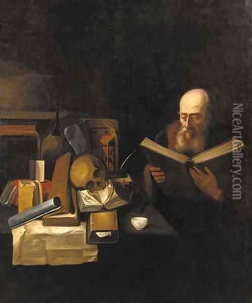 A philosopher in his study Oil Painting - Gerrit Van Honthorst
