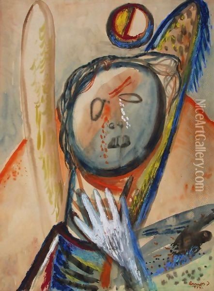 Weeping Angel 1941 Oil Painting - Gyula Hincz