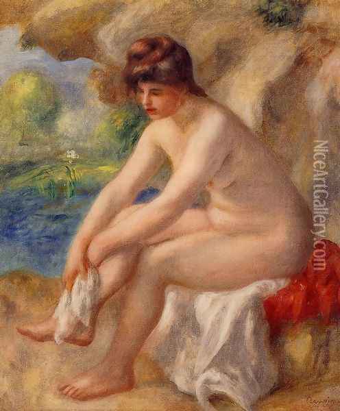 Leaving The Bath Oil Painting - Pierre Auguste Renoir