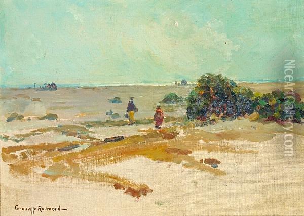 The Artist's Family On The Sand Dunes Oil Painting - Granville Redmond