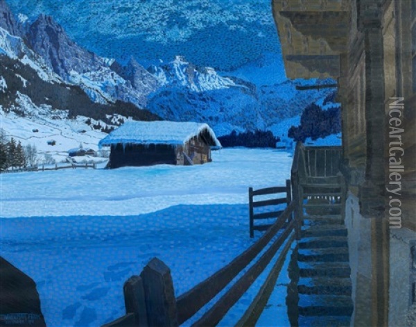Winternacht In Adelboden Oil Painting - Waldemar Theophil Fink