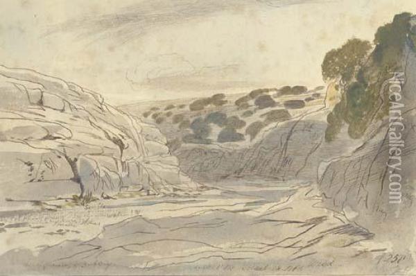 Lonely Valley Of Zebbug, Malta Oil Painting - Edward Lear