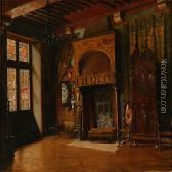 Interior From Hotel De Cluny In Paris Oil Painting - Josef Theodor Hansen