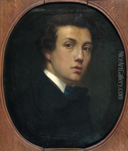 Portrait De Jeune Homme A Lalavalliere Oil Painting - Jules Joseph Lefebvre