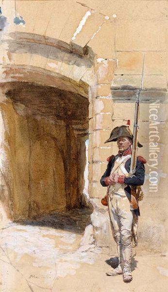 Militaire En Faction Oil Painting - Jean-Louis-Ernest Meissonier