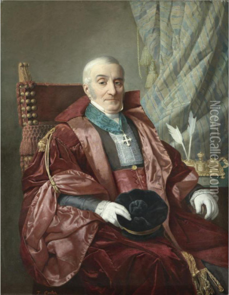 Portrait Of A Bishop, Three-quarter Length, Holding A Hat Oil Painting - Theophile Gautier