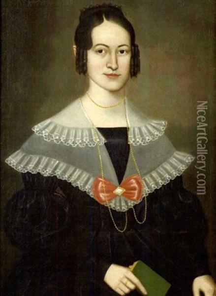 Portrait Of Elizabeth Moore, North Adams, Massachussetts Oil Painting - Erastus Salisbury Field