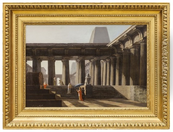 V Egyptskem Chramu Oil Painting - Ludwig Kohl