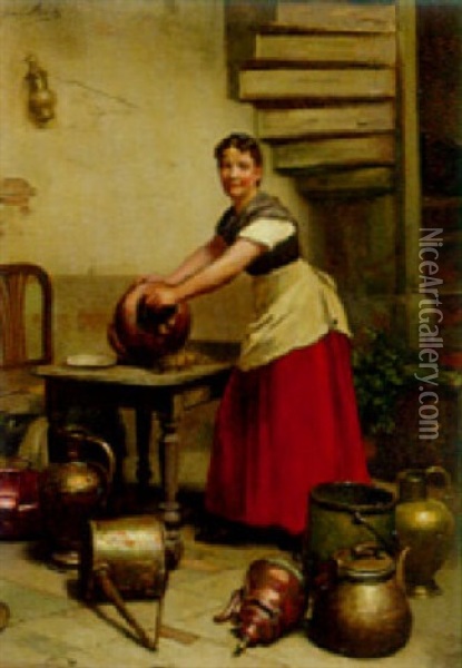 The Kitchen Maid Oil Painting - Franz Meerts