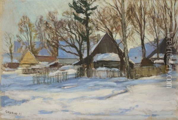 A Winter Landscape Oil Painting - Gustav Macoun