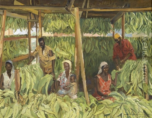 Afrikanische Arbeiter In Der Tabakplantage Oil Painting - Waalko (Jans) Dingemans