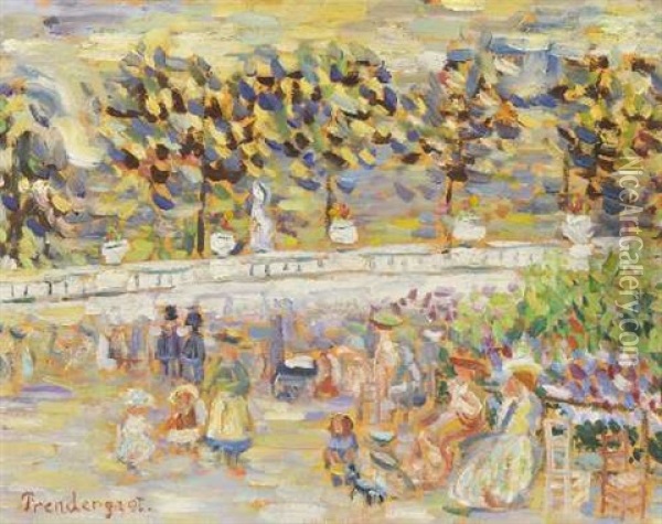 Sommer Im Park - Jardin Du Luxembourg In Paris Oil Painting - Maurice Prendergast
