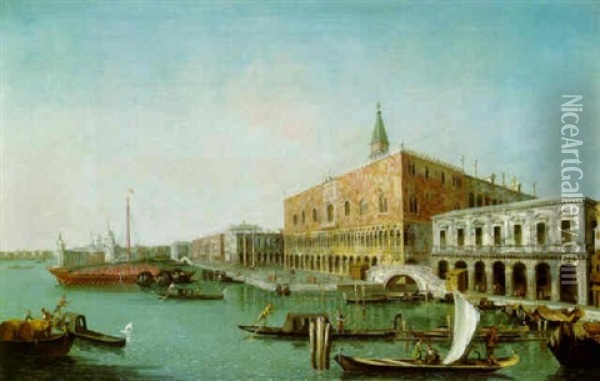 The Molo, Venice, From The Bacino Di S.marco Oil Painting - Francesco Albotti
