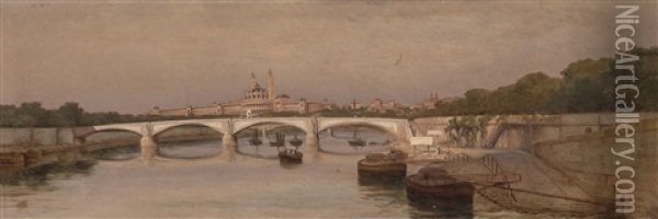 Am Ufer Der Seine, Mit Blick Auf Das Trocadero Oil Painting - Silvio Allason