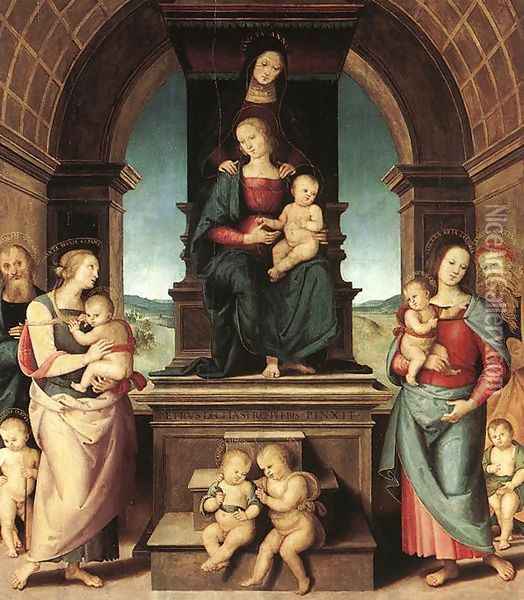 The Family of the Madonna 1500-02 Oil Painting - Pietro Vannucci Perugino