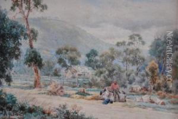 resting Along The Wallaby Oil Painting - James Alfred Turner