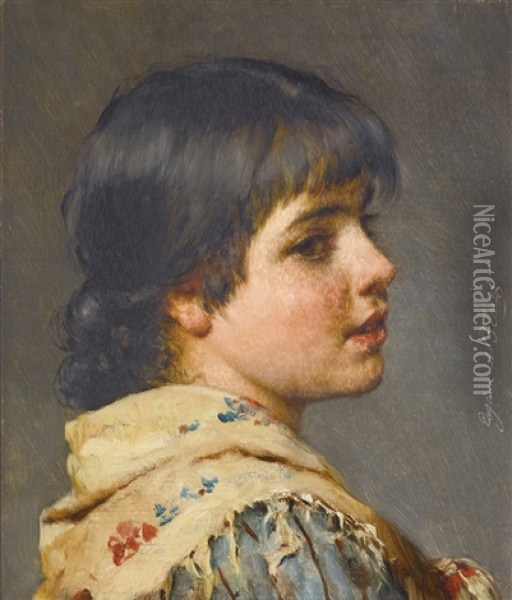 Eine Venezianerin (a Venetian Girl) Oil Painting - Eugen von Blaas
