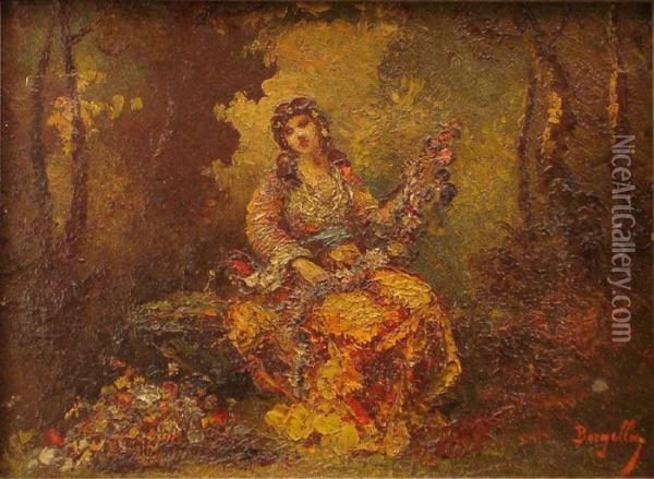 Musicienne Dans Un Parc Oil Painting - Frederic Borgella