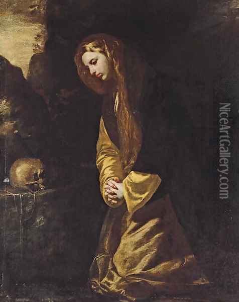 The Penitent Magdalene Oil Painting - Neapolitan School