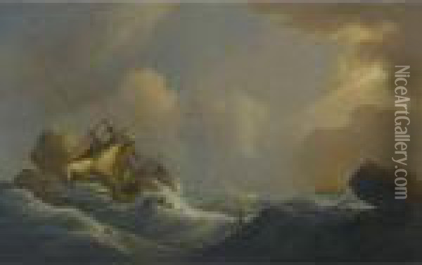 A Shipwreck In Heavy Storms Oil Painting - Peter Monamy