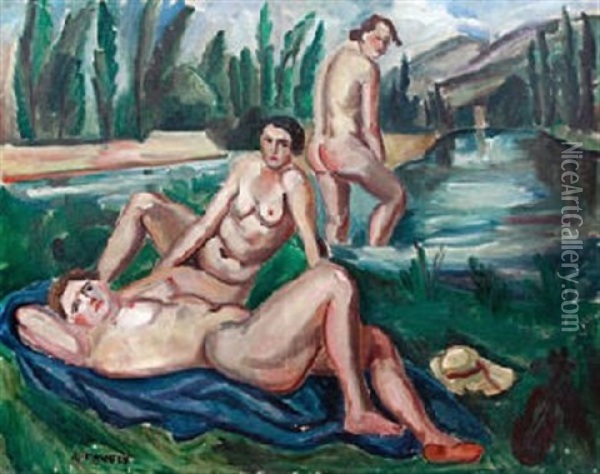 Baigneuses Oil Painting - Andre Favory