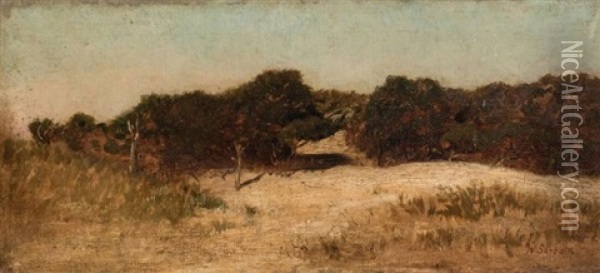 Red Beach Wareham (?) Buzzard's Bay Aug. 1882 Oil Painting - William Sartain