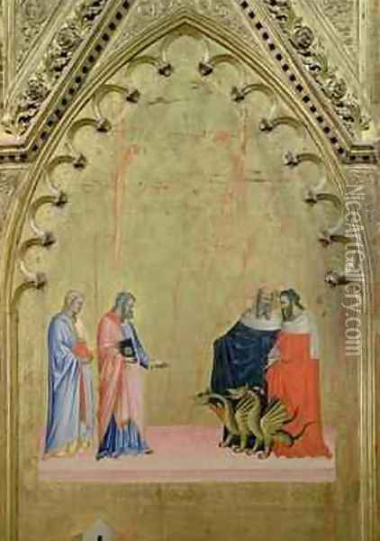 The Miracle of the Dragons from the Altarpiece of St Matthew and Scenes from his Life 1367-70 Oil Painting - Andrea & Jacopo Orcagna di Cione