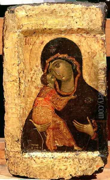 The Vladimir Madonna and Child, Russian icon, Moscow School Oil Painting - (circle of) Rublev, Andrei