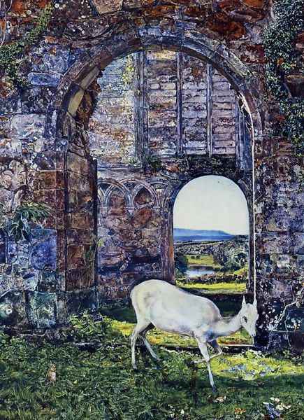 At Bolton (The White Doe of Rylstone) Oil Painting - John William Inchbold