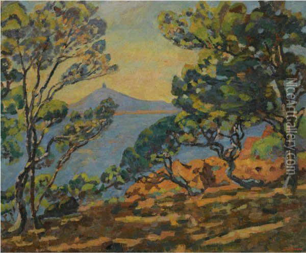 La Baie D'agay Et Le Semaphore Oil Painting - Armand Guillaumin