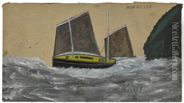 Lugger Oil Painting - Alfred Wallis