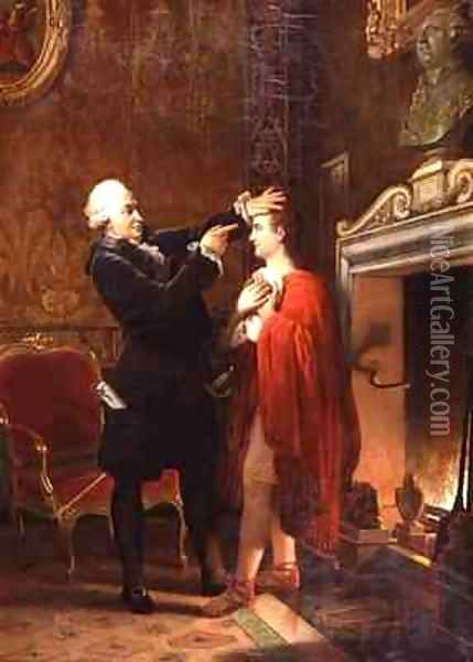 Jean Francois Ducis 1733-1816 Telling the Future of the Actor Talma Oil Painting - Louis Ducis