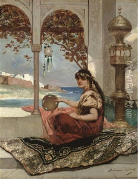 Femme Sur La Terrasse Oil Painting - Jean Joseph Benjamin Constant