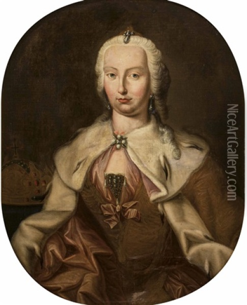 Maria Theresia Mit Konigskrone Von Ungarn Um 1743 Oil Painting - Martin (Martinus I) Mytens