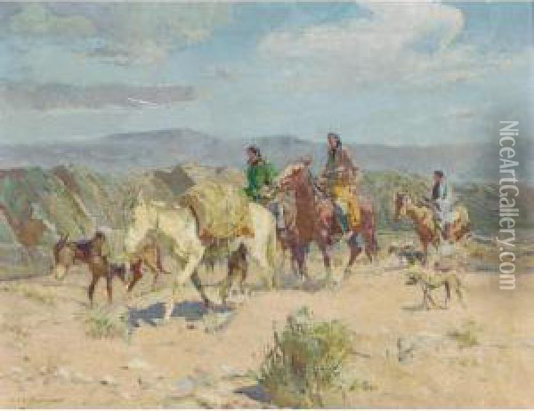 Traveling Through The Mountains Oil Painting - Oscar Edmund Berninghaus