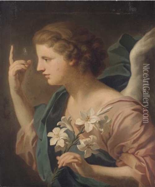 The Angel Of The Annunciation Oil Painting - Giovanni Battista Gaulli