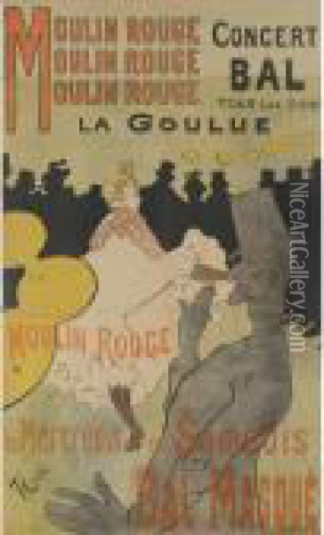 Moulin Rouge, La Goulue (d. 339; A. 1; W. P1; Adr. 1) Oil Painting - Henri De Toulouse-Lautrec