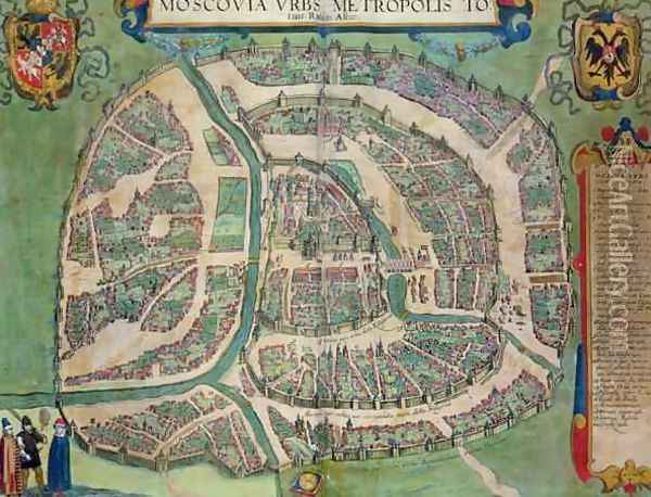 Map of Moscow from Civitates Orbis Terrarum 2 Oil Painting - Joris Hoefnagel