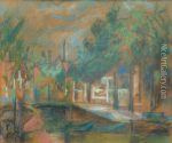 Barges,amsterdam Oil Painting - Elliott Seabrooke