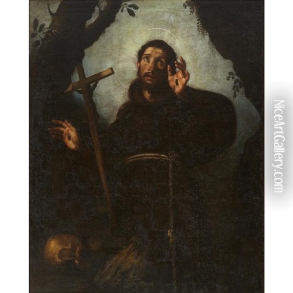 Saint Francis In Ecstasy Oil Painting - Bernardo Strozzi