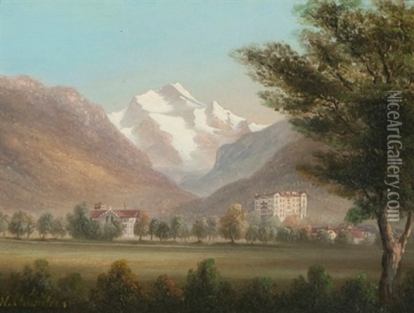 Interlaken Oil Painting - Nicholas Chevalier