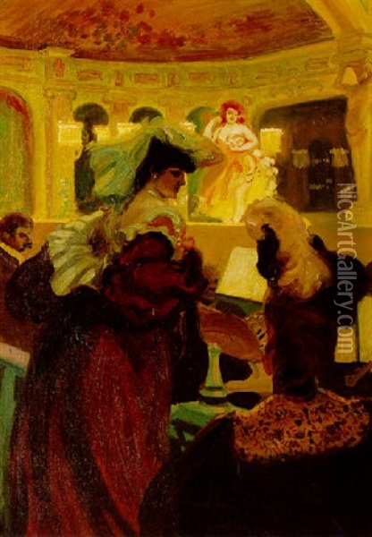 La Scene Aux Folies Bergeres Oil Painting - John O'Brien Inman
