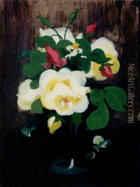 Still Life With Roses Oil Painting - Stuart James Park