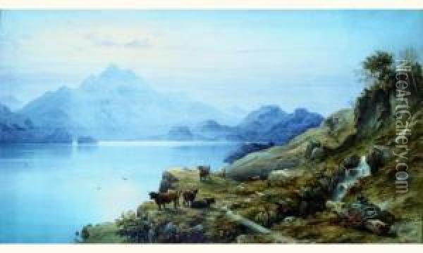 Vue Du Loch Katherin En Ecosse Oil Painting - Count Alexandre Thomas Francia