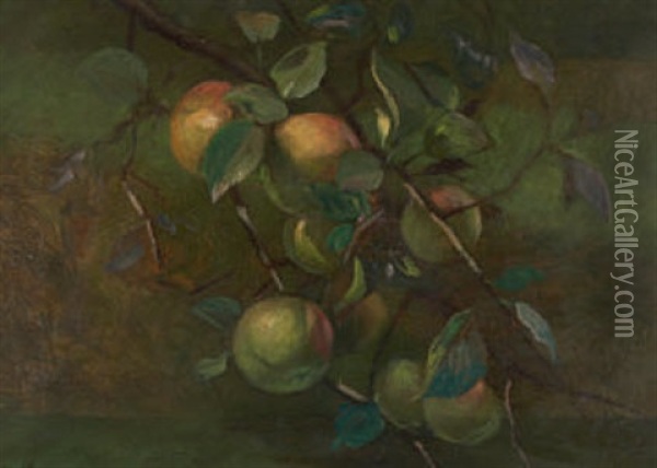 Stillleben Mit Apfelzweig Oil Painting - Gustav Adolf Gaupp
