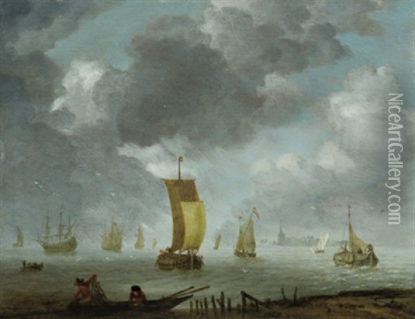 Schiffe Auf Ruhiger See Oil Painting - Jeronymus Van Diest
