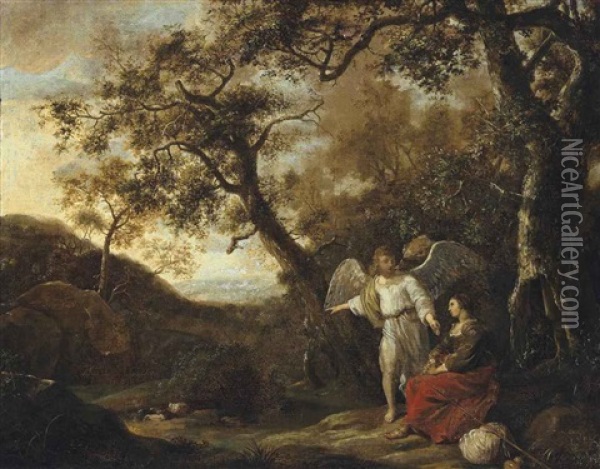 Hagar And The Angel Oil Painting - Jan Lievens