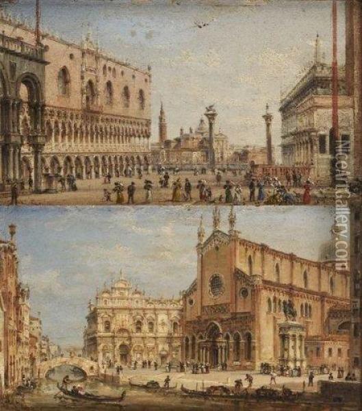 Vue De La Piazetta Et Du Mole De Venise Oil Painting - Giovanni Grubacs
